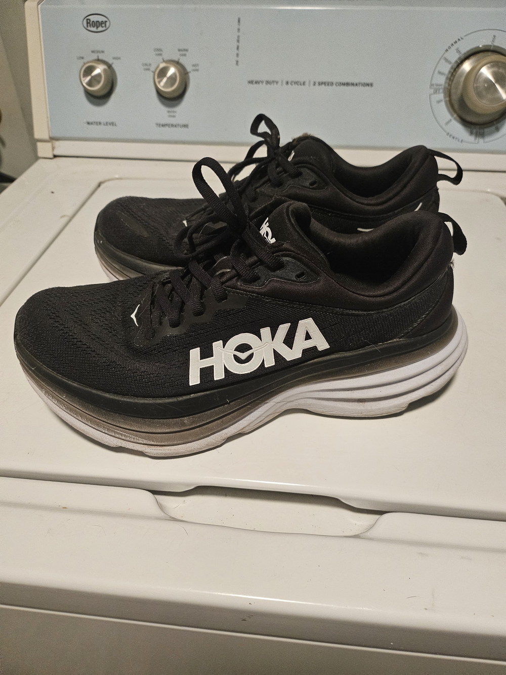 Hoka Black and White Women's Cushioned Running Sneakers